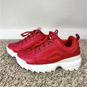 Fila Disruptor 2 Premium Women's Size 7 Red Athletic Walking Shoes Sneakers